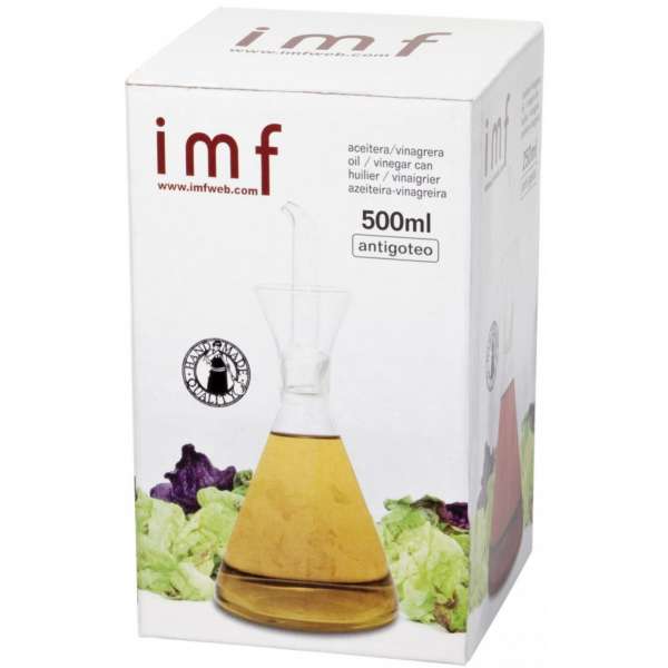 Aceitera vinagrera imf cónica con dosificador antigoteo 500 ml.
