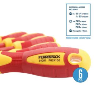 Ferrestock FSKDES106E juego destornilladores mango aislado 6 piezas